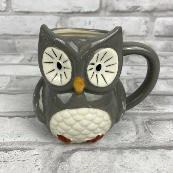 Threshold Owl Mug Gray White 3D Textured Target